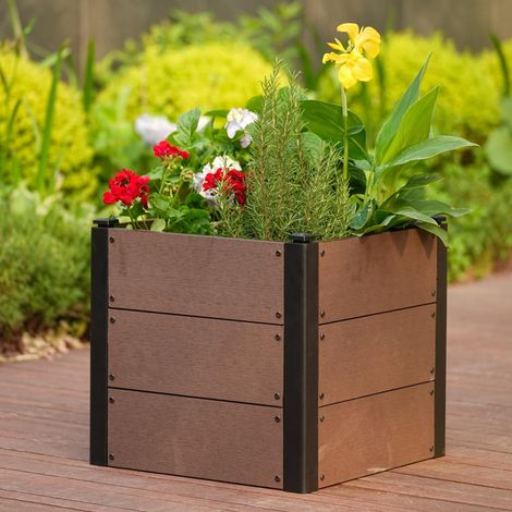 Jardinière surélevée effet bois en composite – Bac à plantes (1/5)