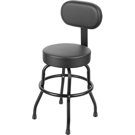 FLASIDU Drehhocker mit ergonomischer Rückenlehne, höhenverstellbarer Rückenlehne, Sitzkissen aus hochdichtem Schaumstoff, 360°-Drehung und rutschfesten Füßen, 42 × 42 × 90 cm, Schwarz (1/3)