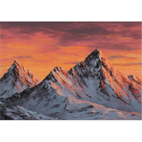 Fototapete Berge Landschaft Natur – Großformat Wandtapete 150x105 cm – Für Wohnzimmer & Schlafzimmer
