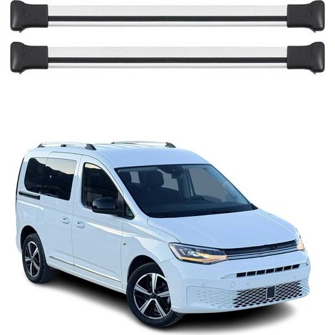 OMAC Barres de toit en aluminium pour VW Caddy IV 2020-2026 – TÜV / DIN 75302:2019 – Charge max 75 kg – 2 barres Argent (1/4)
