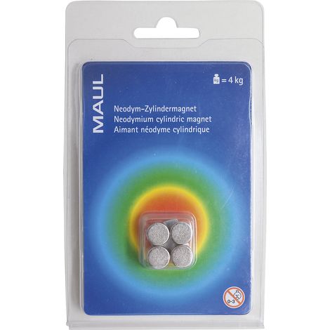 Maul Aimant Néodyme (Ø x H) 10 mm x 10 mm cylindrique argent 4 pc(s) 6166896 (1/5)