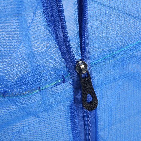 Étendoir à linge pliable à 4 niveaux avec fermeture éclair et filet en maille bleu (1/5)