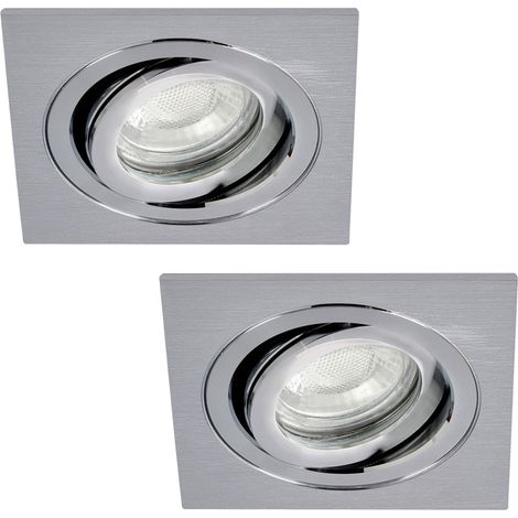 Litecraft Recessed Downlights Tiltable Circular Spotlights in Satin Nickel - 2 Pack (1/5)