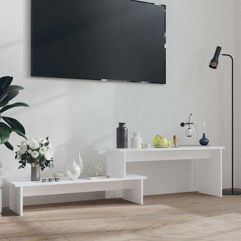 vidaXL Mueble para TV madera contrachapada blanco 180x30x43 cm (1/5)
