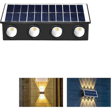 APPLIQUE LAMPADA 8 LED MURO PARETE SOLARE IP65 BIANCO CALDO GIARDINO TE-B0578