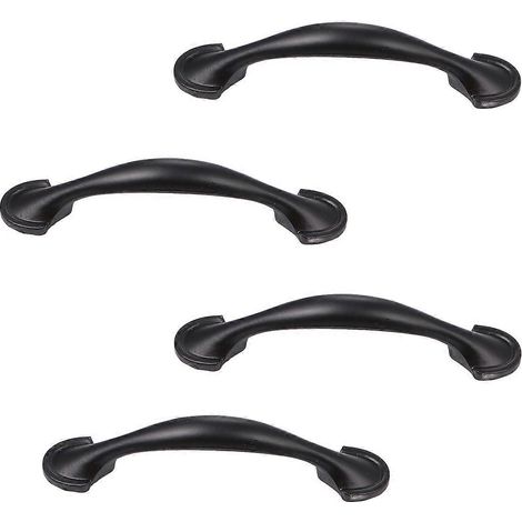 Lot de 4 boutons de porte noirs pour meubles de cuisine, poignées métalliques pour commodes, portes et tiroirs. (1/5)