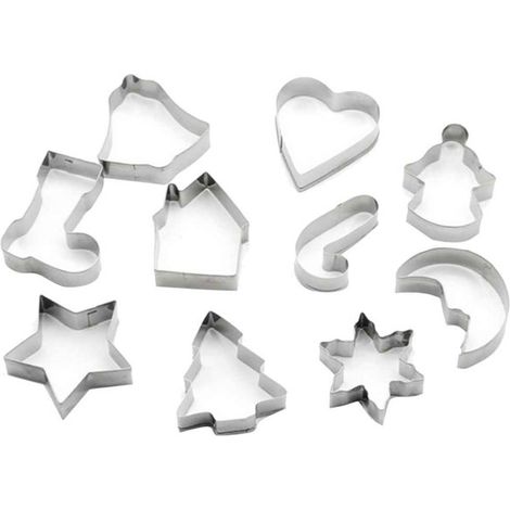 Emporte-pièce Noël - Emporte-pièce En Acier Inoxydable Forme Arbre Étoile Maison Clochette Flocon De Neige - Pour Pâtisserie Biscuit Pâte À Sucre - Lot De 10 (1/5)