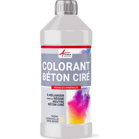 Colorant pour béton ciré, gamme nuances minérales, décoration - 100 ml Chinchilla Gris Beige - ARCANE INDUSTRIES