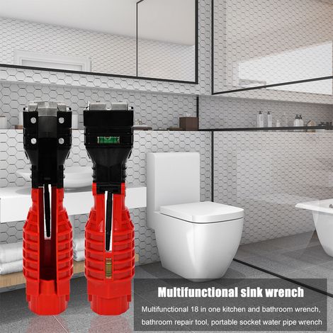Clé à douille 18 en 1 pour évier, outil de réparation pour cuisine et salle de bain, clé à douille multifonction pour salle de bain, clé à douille 18 en 1 pour la réparation d'évier (1/5)