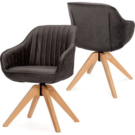 Modern Swivel Accent Chair Set of 2 Ergonomic Armchairs Desk Chairs-Coffee (1/5)