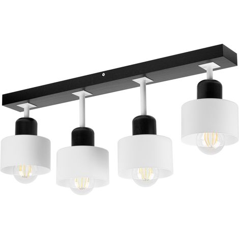 Lámpara de techo negra de madera y metal de estilo escandinavo, 4xE27, iluminación LED moderna para salón, cocina, dormitorio, habitación infantil, loft. (1/5)