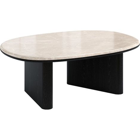 Tavolino in marmo e impiallacciatura di quercia Beige e nero - CORMINA