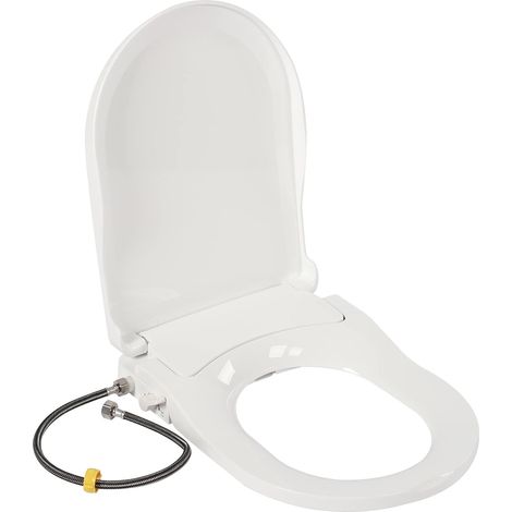 Abattant WC, siège de toilette non électrique, 48 x 35 x 7,8 cm, double buse autonettoyante, D-Shape Abattant WC Bidet, bidet combiné (1/5)