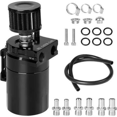 Réservoir d'huile universel avec filtre à air 300 ml en aluminium noir pour voiture (1/4)