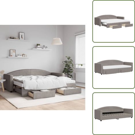 Cama con cajones - vidaXL Sofá cama nido con cajones tela gris taupe 80x200 cm - Almacenamiento en sofá