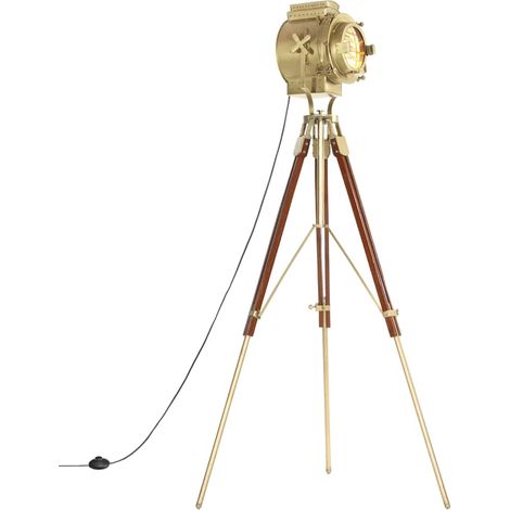 vidaXL Lampadaire à trépied bois de manguier massif 193 cm (1/4)