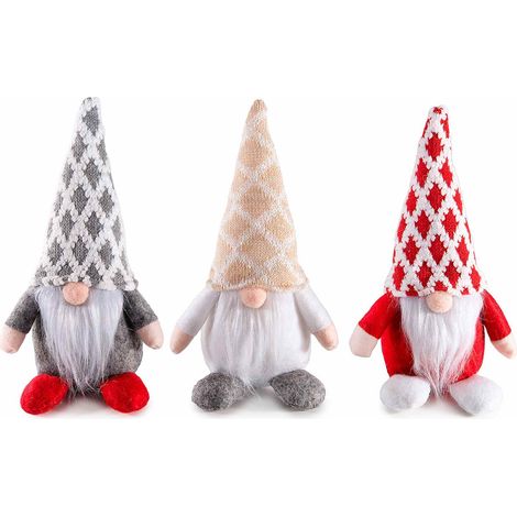 Gnometti natalizi in panno con cappello e tag Buon Natale, da appoggiare, set da 12 pezzi, cm10x9x20H (capp.esteso)