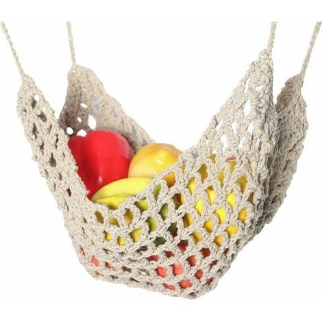 Hammock À Fruits - Panier Suspendu En Coton Tissé - Pour Cuisine Sous Placard - Capacité 18,1 L - 1 Pièce (1/5)