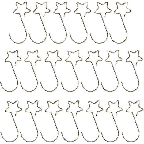 Paquete de 20 adornos navideños con forma de estrella y ganchos metálicos para el árbol de Navidad. (1/5)