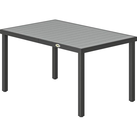 Gartentisch für 4–6 Personen, Esstisch für den Außenbereich mit Lattenrost, 140 x 90 x 74 cm, grau