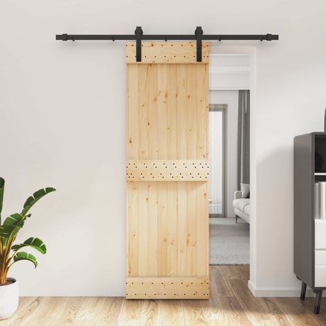 vidaXL Porta scorrevole Naturale e Nero 70 x 210 cm