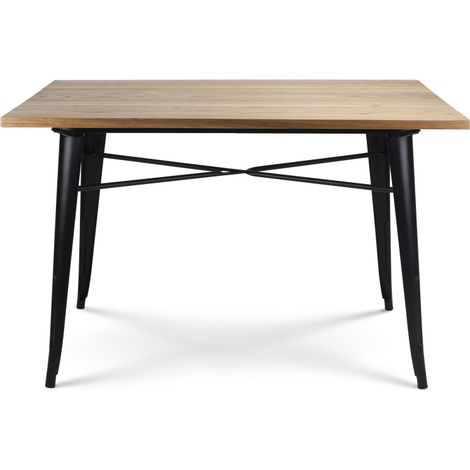 Table Factory 120 x 80 cm en métal noir mat et plateau en bois clair (1/5)