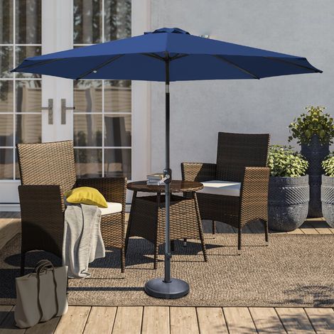 3M Large Round Garden Patio Parasol Sun Shade Umbrella Canopy Crank Tilt Blue (1/5)