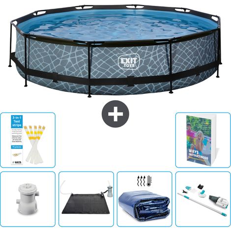 Exit Pool Rund - Steinoptik - 360x76 cm - 7-teilig S252