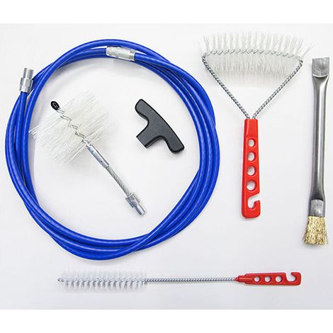 Kit de 3 metros para limpieza de chimenea, tubos de pellets DN 80, profesional, escobilla y cepillos