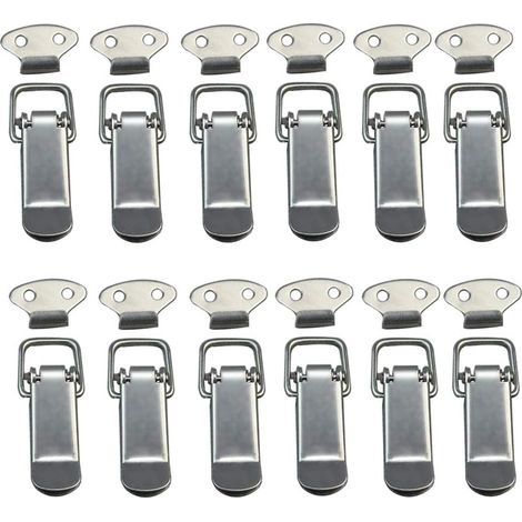 Fermeture à Levier, Loquet à Ressort, 12 PCS Loquet à Bascule Fermoir à Ressort avec Crochet Fermeture à Ressort en Acier Inoxydable pour Coffret, Boîte, Tiroir, Armoire, Trousse médical (1/5)