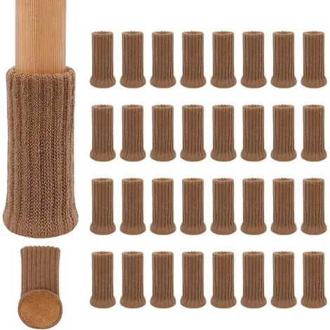 Non-Slip Knitted Chair Leg Socks, Fits 1-2 Inch Thick Chair Legs, Prevent Scratches and Reduce Noise, for Easy Movement, 24-Pack - Taupe MUMU (1/4)