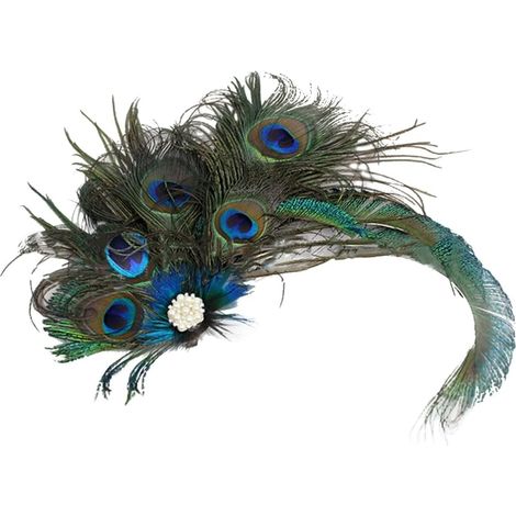 Pince à cheveux pour femme style ethnique années 1920 avec plumes de paon (1/5)