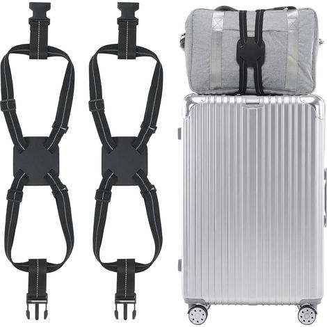 Sangle élastique pour valise - 2 attaches extensibles noir - Extension bagage cabine - Accessoire voyage pratique (1/5)