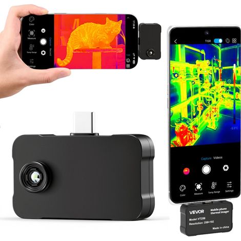Caméra Thermique pour Android et iOS Super Résolution TISR 512x384 Imageur Thermique Infrarouge Résolution 256x192 pour Smartphone et Tablette, 25 Hz, -20 °C à 550 °C, avec 6 Palettes Couleurs (1/5)