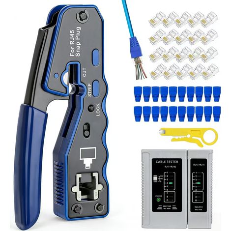 Pince à sertir RJ45 – Outil de sertissage tout-en-un pour câbles réseau – Conception ergonomique pour usage professionnel – Compatible Cat5/6 (1/5)