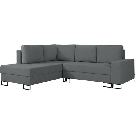 Selsey Larelle – Ecksofa mit Schlaffunktion & Bettkasten, Chenille, Ottomane links, Aschgrau