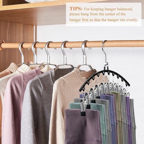 2-Pants Rack with Clips - Space-Saving Skirt Rack - Space-Saving Wardrobe Pants Rack - Underwear Rack - Leggings Storage Rack - Wardrobe Organizer - Hat Rack - Black (1/4)
