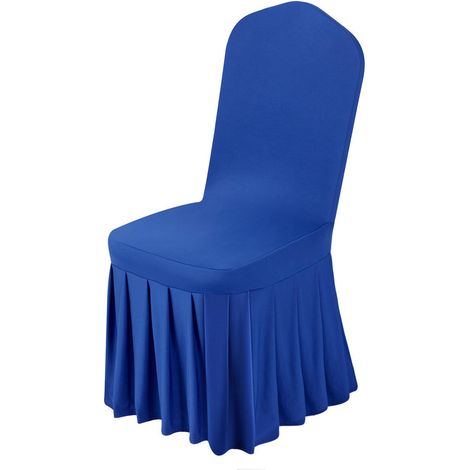 Lot de 30 housses de chaise bleues en polyester et élasthanne, extensibles, pour mariages, fêtes, banquets et autres réceptions. Convient aux chaises mesurant jusqu'à 51 x 45 x 95 cm. (1/5)