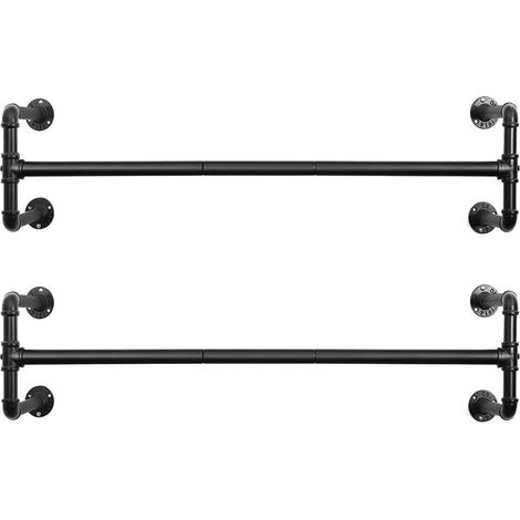 Portant à vêtement Industriel, Set de 2, Gain de Place, Capacité de 60 kg pièce, 110 x 30 x 29,3 cm, Installation Facile, Noir (1/5)