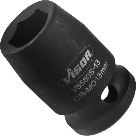 VIGOR Kraft Steckschlüssel Einsatz V5550S-13 Vierkant hohl 12,5 mm (1/2 Zoll) Außen-Sechskant Profil 13 (1/5)