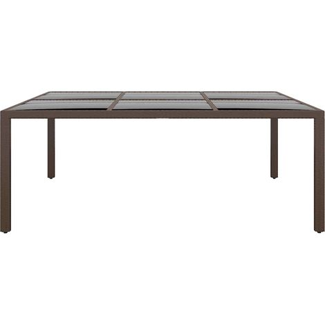 Maison Exclusive - Tavolo da Giardino con Piano Vetro Marrone 200x150x75 cm Rattan (1/5)