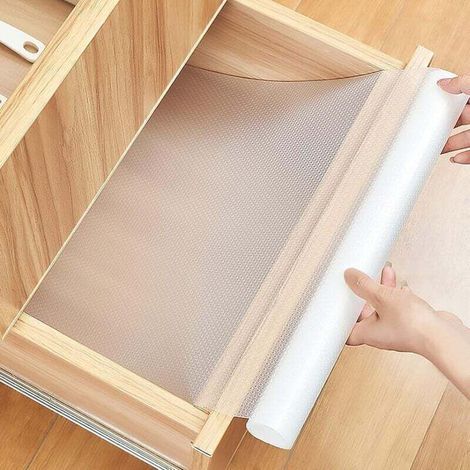 Tapis Fond de Tiroir Antiderapant,Tapis de tiroir EVA Non-Adhésif,Tapis de Frigo Transparent Étanches Peut être Coupé en Taille pour Protection Tiroir Cuisine Placard Etagere,de (1/4)