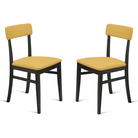 Sedia in tessuto Giallo con struttura in legno LIPSIA 2 sedie (1/5)