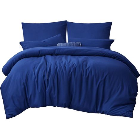 Bettwäsche Mikrofaser 03 Königsblau 3Teilig 200x200 cm 2x 80x80 cm (1/5)