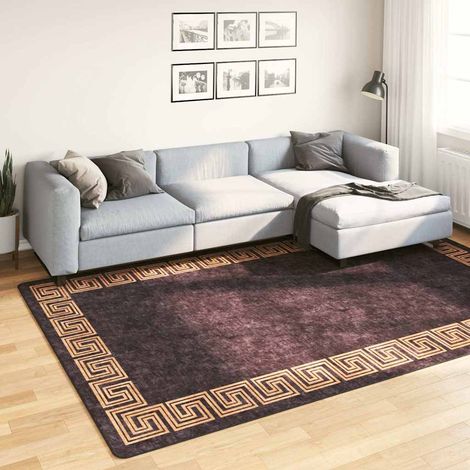 Tapis-Tapis de salon-Tapis Chambre lavable antidérapant 190x300 cm noir et doré 907504 (1/5)