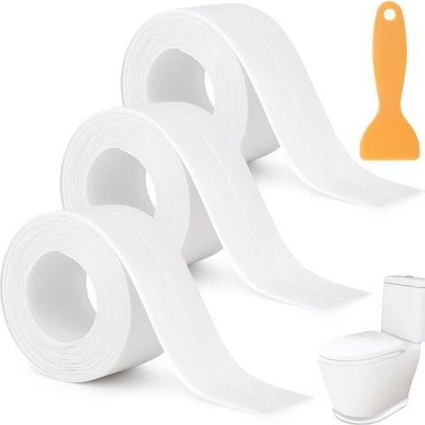 3pc Joint Silicone Blanc Salle de Bain,Joint Silicone Joint Douche Joint Cuisine,Bande Etancheite Douche Joint Baignoire Autocollant (1/4)