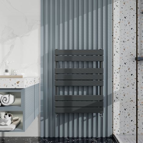 Biubiubath Anthracite Flat Panel Heated Towel Rail Bathroom Radiator 800x600mm