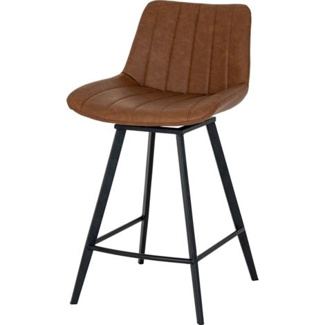 Malmo Tan Swivel Bar Stool - Metal - L50 x W50 x H93 cm - Brown