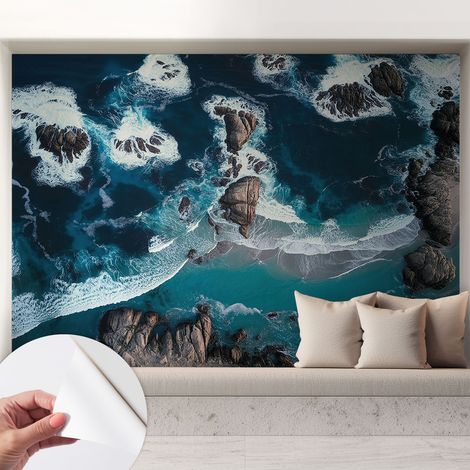 Carta da parati autoadesiva moderna - fotomurale - lavabile - ufficio - design moderno - Onde oceaniche 208x146 cm (1/5)