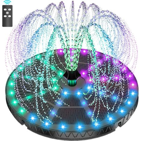 Fontaine Solaire Verre Matériel, 2026 Upgrade 3.5W Flottant Extérieur Fontaine Pompe Bassin avec 8 Buses & 4 Tiges Fixes pour Bain d'oiseaux, Étang, Piscine, Jardin Fontaine,Décoration de Jardin